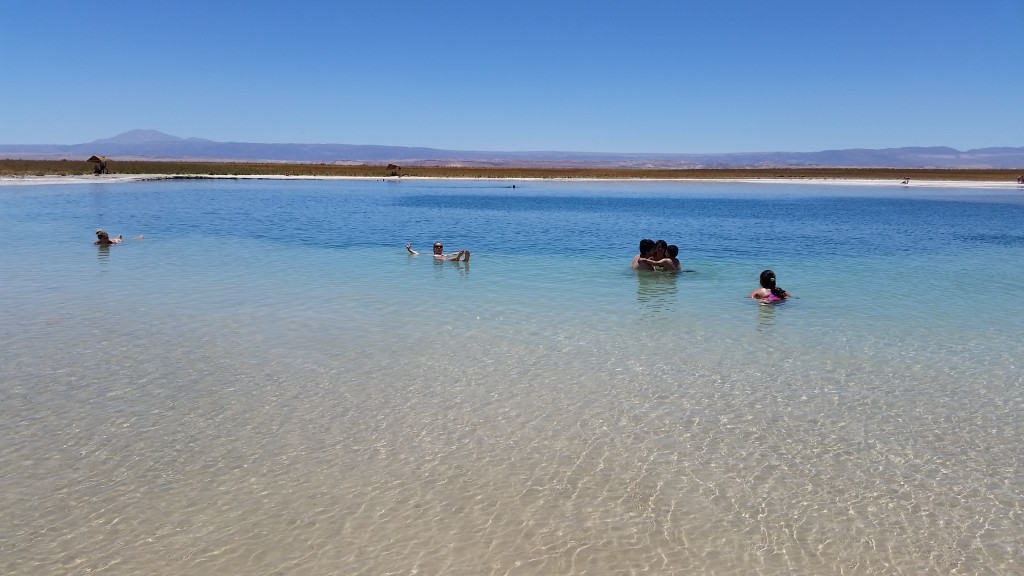 floating in a lagoon